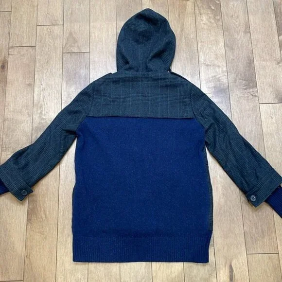 See By Chloe Utility Blazer Jacket Check Hood Knit Wool Varsity Black Navy 4 - Picture 13 of 14